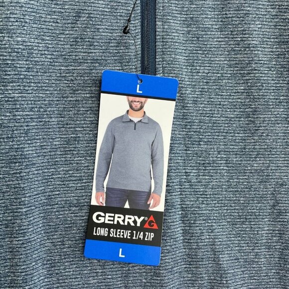 NEW Gerry Men's L Long Sleeve 1/4 Zip Pullover Mock neck Sweatshirt Blend Blue - Picture 7 of 9